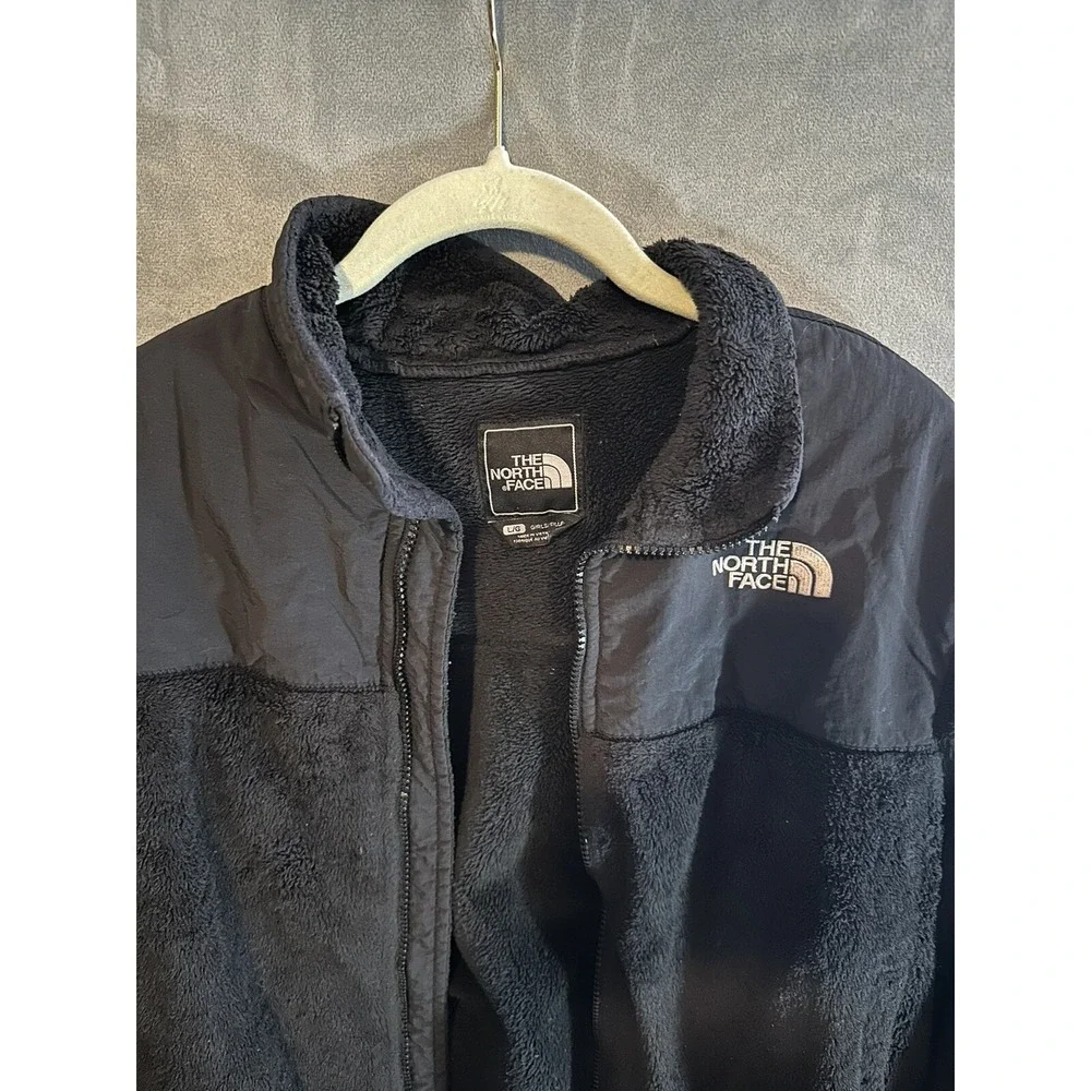 The North Face Jacket Girls Large Black Denali Fleece Full Zip  Pockets Cozy